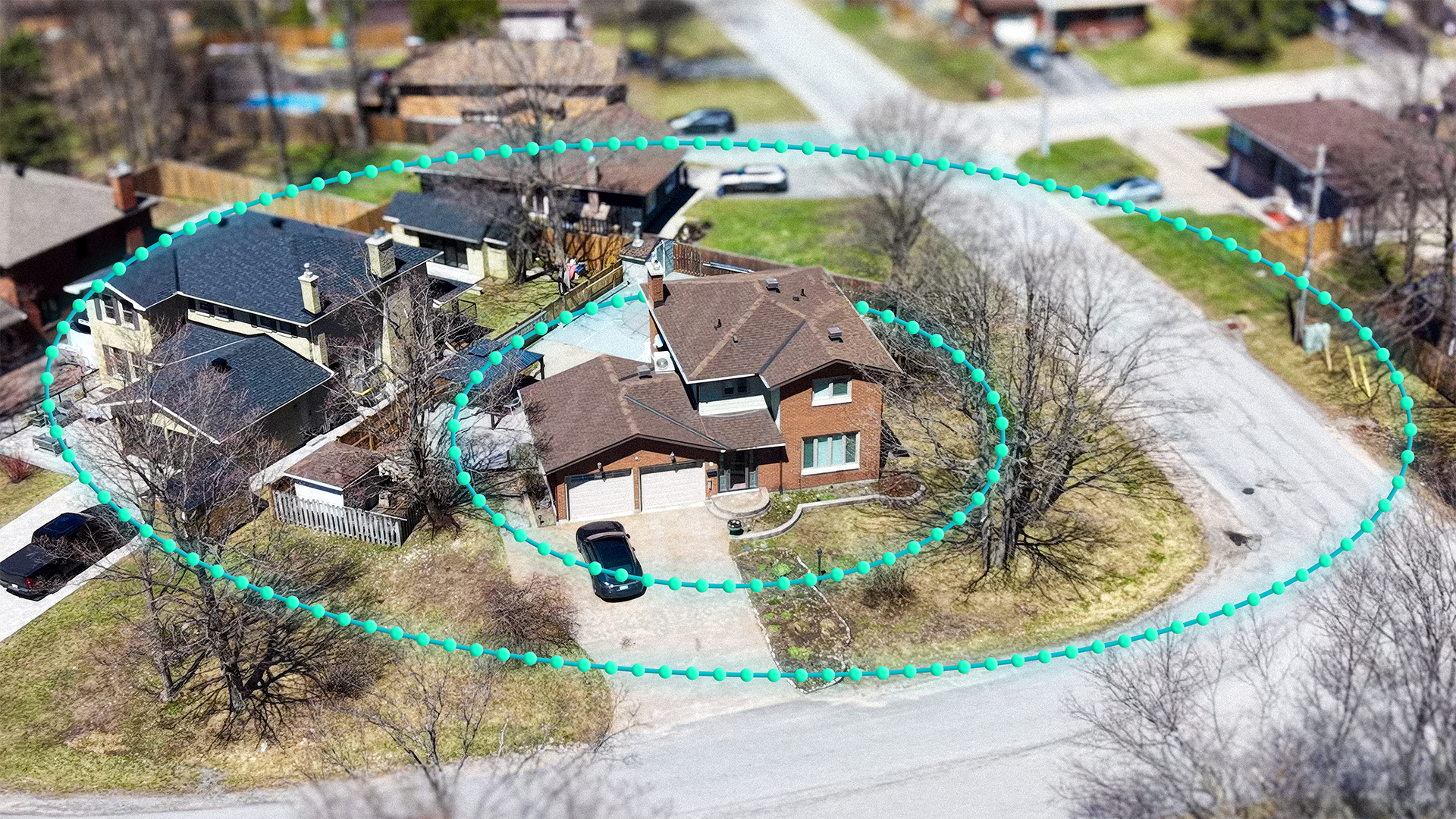 Drone scan preview over a residential property